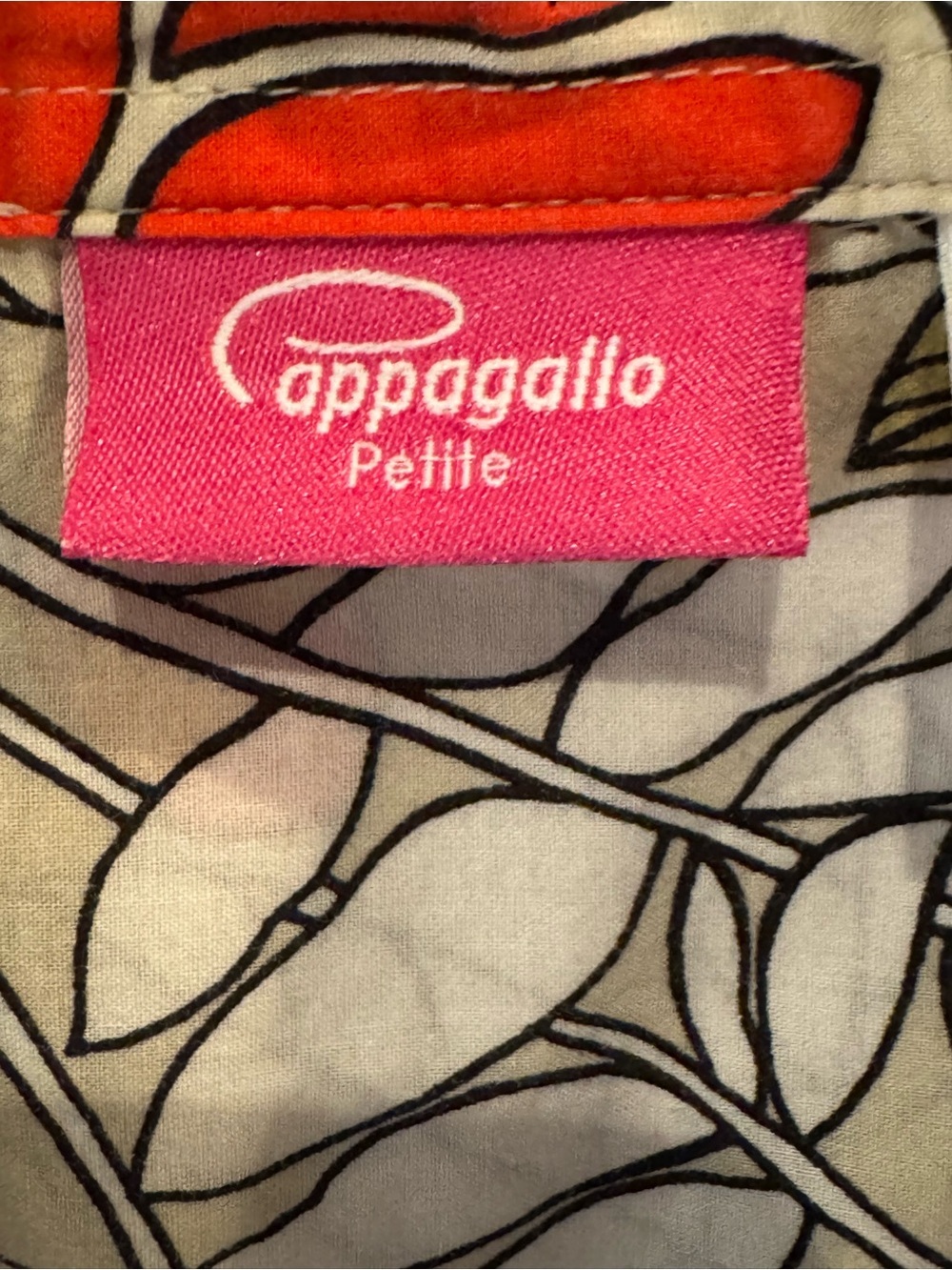 Pappagallo Red Sage White Floral Button Front 3/4 Tie Sleeve Blouse PXL - Picture 9 of 11